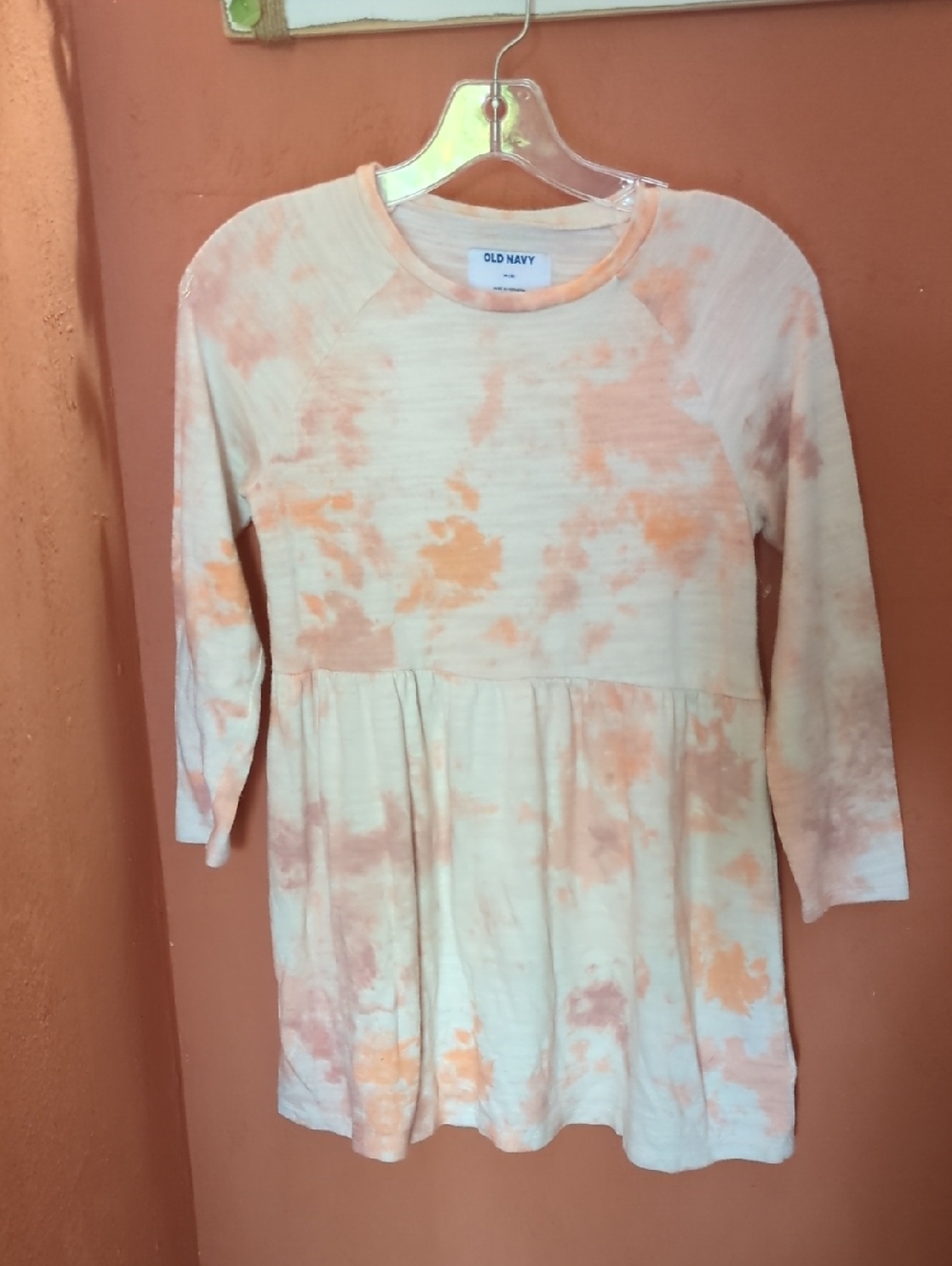 Old Navy Tie-Dye Peplum Top - Peach & Cream